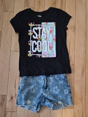 Girls Size 12 Justice Black Tee and Shorts